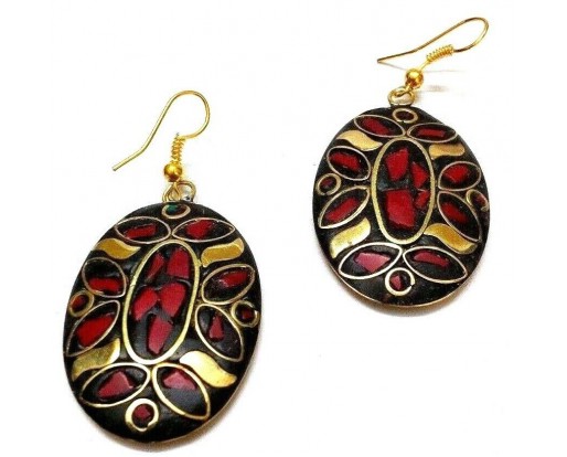 Retro Metal Earring - Ethnic Tribal Fusion - Drop Dangle Hook Long - Fashion 21